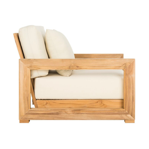 เก้าอี้เลานจ์กลางแจ้งไม้สัก Melrose เฟอร์นิเจอร์ที่ทันสมัยพร้อมเบาะรองนั่งเก้าอี้ในสวนเก้าอี้ลานนุ่มคู่ - Product Image 3