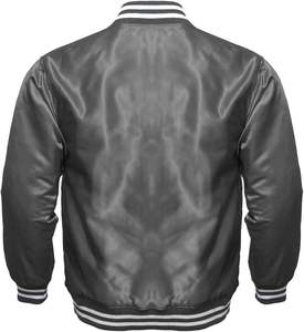 Chaqueta deportiva de equipo personalizada al por mayor, chaquetas de satén universitarias de béisbol personalizadas en blanco y azul para hombre, chaquetas de satén personalizadas de alta calidad - Product Image 2