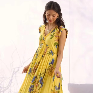 ชุดเดรสปาร์ตี้ฤดูร้อนของผู้หญิงอินเดีย100% ผ้าฝ้ายพิมพ์ลายมีสไตล์ของขวัญแต่งงานส่วนบุคคล - Product Image 1