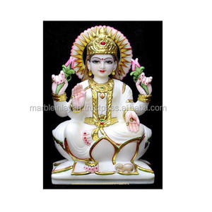 Simble Of Money, déesse Hindu Maa Laxmi, Statue en marbre blanc avec Surface lisse et brillante, Statue en marbre - Product Image 1