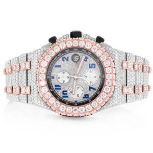 Haute qualité personnalisé glacé Moissanite diamant acier inoxydable or blanc automatique montre mécanique verre analogique nouveau pour hommes - Product Image 2