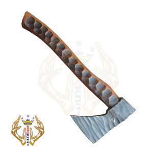 Industrial Grade Full-Size Steel and Damascus <b>Axe</b> Handmade for Outdoor & Camping Use with Wood <b>Handle</b> and Leather Cover - Product Image 1