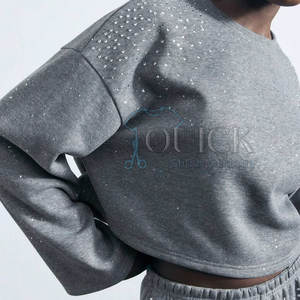 Recién llegado, ropa informal de invierno de alta calidad, sudadera con diamantes de imitación, logotipo frontal de Color sólido, transpirable, ecológico - Product Image 5