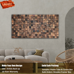 UNIART-Escultura de píxel 3D bohemio hecha a mano para colgar en la pared, pintura al óleo de madera, Mosaico, Decoración de interiores, proyecto de arte hotelero - Product Image 2