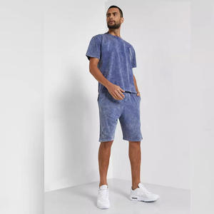 Haute qualité 100% coton été t-shirt nouveau Design solide motif haute rue Style grande taille respirant 2 pièces ensemble avec short - Product Image 3