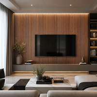 Panneau mural rainuré WPC moderne de luxe, imperméable, panneau composite en bois décoratif pour la décoration intérieure
