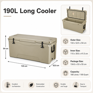 190QT Rotomold Lldpe <strong>Cooler</strong> <strong>Box</strong> Large Food Storage Plastic Container Refrigeration Ice Detention <strong>on</strong> <strong>Wheels</strong> - Product Image 2