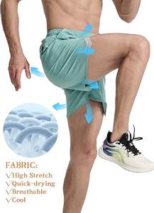 Short d'entraînement 100% coton léger pour hommes, jogging de tennis élastique pour l'entraînement de fitness et d'athlétisme, vente en gros en usine - Product Image 5