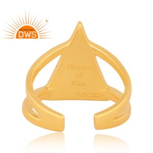 Best Quality Sterling Silver 18K Gold Plated Natural Black Onyx Gemstone <b>Statement</b> <b>Ring</b> Demi Fine Jewelry Manufacturer - Product Image 4