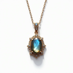 Labradorite 925 Sterling <b>Silver</b> <b>Fine</b> Pendant Necklace <b>Chain</b> Necklace For Women Pendant Necklace - Product Image 5