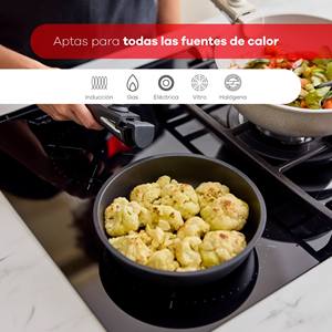 Set di pentole beige da 10 pezzi con manici rimovibili, 3 padelle, 2 casseruole, coperchi e utensili + Set di 3 utensili da cucina - Product Image 5