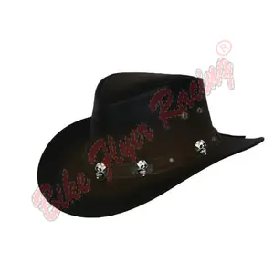 Cowboy-Hut mit 3 Schädeln  handgefertigt aus 100 % Rindleder  neu mit Etiketten Leder Cowboy-Hüte Vintage-Stil Leder Cowboy