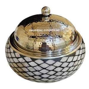 Hotpot de madera de madre perla cazuela de diseñador hecha a mano de alta calidad clásico elegante al por mayor nuevo calentador de alimentos de Metal de diseñador - Product Image 1