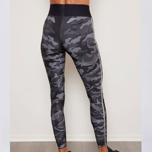 High Waist Camo <b>Leggings</b> with Solid Pattern Elastic Spandex/<b>Nylon</b> Pants Featuring a Durable Camouflage Print - Product Image 3