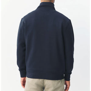 Sweat à capuche décontracté bleu marine à demi-fermeture éclair 500 grammes Logo personnalisé 100% coton respirant Streetwear Vente en gros avec logo personnalisé - Product Image 3