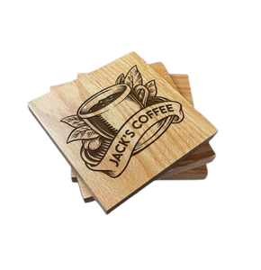 Posavasos de madera cuadrados naturales Posavasos quemado de madera de nogal Cocina Posavasos de madera para el hogar Manteles y almohadillas - Product Image 1