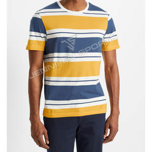 Camiseta de Hombre de Manga Corta, 100% Algodón Puro, a Rayas de Dos Colores, Transpirable, de Secado Rápido, Ligera, Personalizable y Económica - Product Image 3