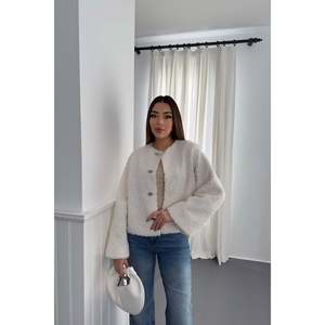 เสื้อแจ็คเก็ตขนสั้นสีเอครู - สีเอครู - Product Image 2
