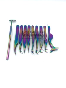 Pince à épiler GETUP BROSONS IMPEX de haute qualité, antistatique, durable, en acier inoxydable, pour extensions de cils, pointe dentelée, miroir arc-en-ciel - Product Image 5
