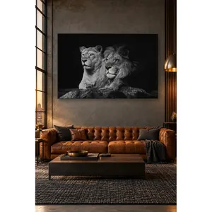Impression sur toile Fida Lioness et Lion sur rocher - Product Image 2