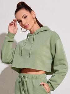Bajo MOQ al por mayor de 2 piezas de algodón conjuntos de ropa de mujer chándal ropa de calle Loungewear Casual sudaderas con capucha conjunto para mujer - Product Image 5