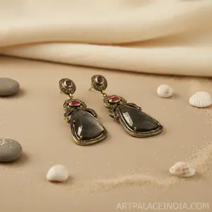 Boucles d'oreilles en forme de lustre pour femmes, saphir et rubis, plaqué or, avec perle et diamant, pour mariages et fêtes - Product Image 3