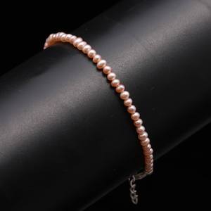 LUSTRE Rare Pink Freshwater Pearl <b>Beaded</b> <b>Bracelet</b> 925 Silver <b>Gold</b> Plated Vintage Style Unisex Valentine's Day & Wedding Gift - Product Image 3