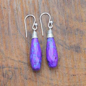 Purple Copper <b>Turquoise</b> 925 Sterling Silver Drop <b>Earrings</b> Handmade Luxury Jewelry For Women Wholesale - Product Image 5