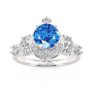 Bague de fiançailles Jeulia Classic Star and Moon en saphir naturel en platine - Product Image 1
