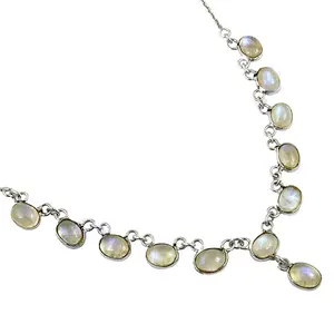 Collar de Plata 925 de Moda para Mujer con Piedra Lunar, Granate, Topacio, Amatista y Ágata; Cadenas Chapadas en Rodio, Joyería con Piedras Preciosas - Product Image 1