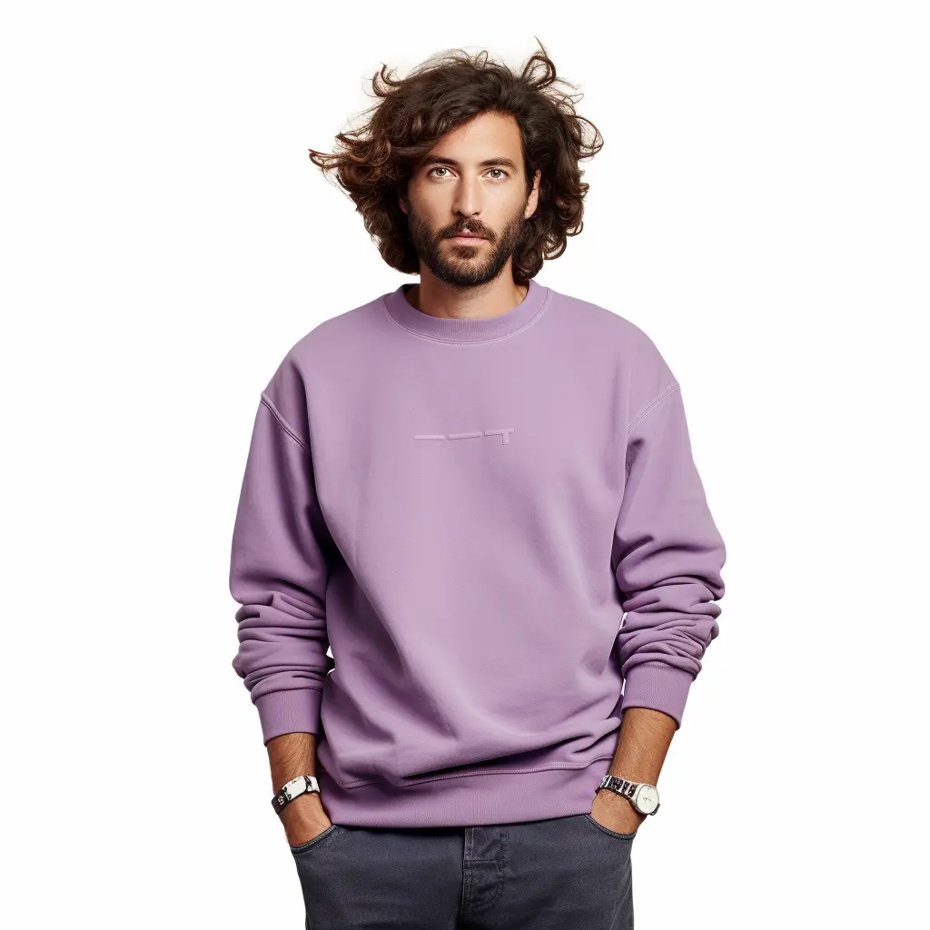 Sweatshirt pria celup pigmen LOGO kustom, sweatshirt logo bordir kustom katun 100%