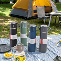 Termo de Acero Inoxidable de Doble Pared de 500 ml a Buen Precio, Base Antideslizante, Mantiene las Bebidas Calientes/Frías Durante 6-12 Horas, Ideal para Viajes al Aire Libre