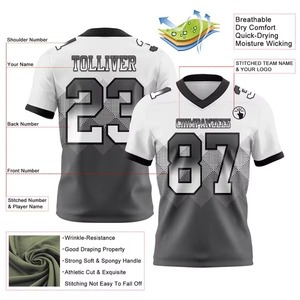 Camiseta de Fútbol Americano Personalizada con Degradado Auténtico, Estilo Bandera, Forma Cuadrada, Uniforme de Club para Adultos, Transpirable y Corta - Product Image 6