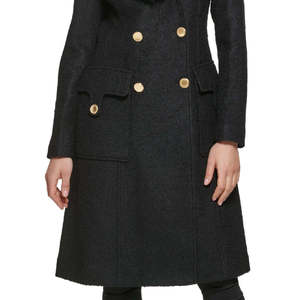 <span class=keywords><strong>Manteau</strong></span> long croisé <span class=keywords><strong>GUESS</strong></span> pour femme, noir, taille XS, avec décoration vintage, col en fausse fourrure, poncho en coton teint imprimé - Product Image 3