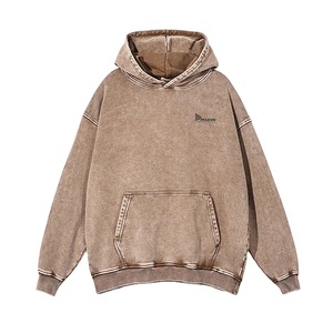 400gsm 100% Cotton Men's <b>Bleach</b> Wash Streetwear Hoodie Oversized Washed Pullover Hoodie Casual Fashion For Wholesale - Product Image 1