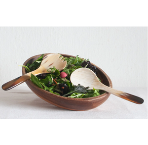 ชุดช้อนสลัดเขาควายขัดเงาสูงพร้อมชามไม้ช้อนสลัดสีธรรมชาติสำหรับใช้ในงานปาร์ตี้ - Product Image 1