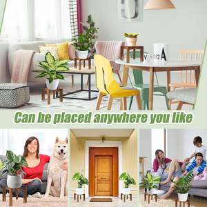 4 packs de supports pour plantes en bois Mid Century Modern Planter Stand Wooden Plant Stool Riser Low Short Stand Indoor Plant Pot non inclus - Product Image 4