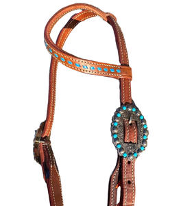 หูฟังแบบสวมหัวหูข้างเดียวแบบตะวันตกอุปกรณ์ขี่ม้าทำจากหนังแกะสลักมือ - Product Image 3