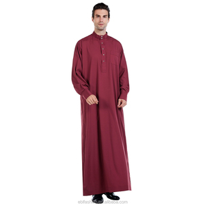Thobes à col bandeau de luxe pour hommes vêtements islamiques Thobe / Thawb Slim-Fit Thobe pour hommes à col rond abordable et personnalisé - Product Image 1