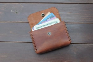 Portefeuille de poche avant mince fait à la main en cuir véritable minimaliste porte-carte de crédit LCH-0156 - Product Image 4