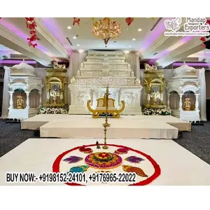 Baru pengaturan panggung Manavarai untuk pernikahan HTC Modern Grand manavilai serat dekorasi panggung panggung fusi Pernikahan India Malaysia