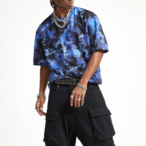 Custom breathable summer tie dye <b>tshirts</b> for men oem cotton fabric with logo print options and private label services - Product Image 3