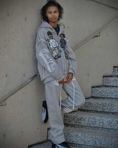 Venta al por mayor de alta calidad 100% algodón cremallera-up Sudadera con capucha para los hombres de impresión de logotipo personalizado antiarrugas moda ropa de calle - Product Image 6