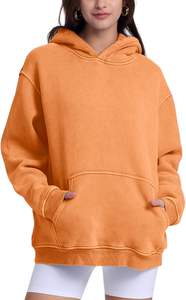 Sudadera con capucha con estampado DTG personalizado para mujer 400GSM Heavyweight 100% algodón Sun Faded Vintage Acid Wash Streetwear Pullover Hoodie - Product Image 2