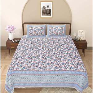 Juego de Sábanas y Fundas de Almohada con Estampado Floral 100% Algodón Azul Cielo (3 Piezas) - Product Image 2