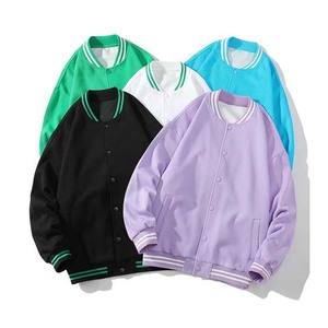 Custom Men's Varsity Jacket Stand Embroidered Front Printing <b>Wool</b> Long Sleeve Customizable Design Button Solid Color Windproof - Product Image 6
