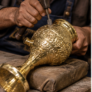 Cachimba de Lujo con Base de Latón Lacado y Grabado Floral Intrincado, Pipa de Shisha Árabe Tradicional para Decoración del Hogar o Salón - Product Image 5