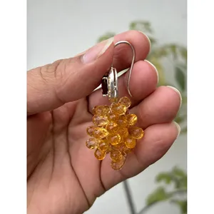 925 <b>Silver</b> Dangle <b>Earrings</b> with Garnet & Citrine Beads Bohemian Style Drop <b>Hoop</b> <b>Earrings</b> for Christian Occasions & Parties - Product Image 5