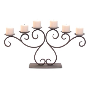 เชิงเทียนโลหะหกหัวสไตล์วินเทจดีไซน์สร้างสรรค์ที่วางเทียนแท่งสำหรับตกแต่งวันคริสต์มาสหรืองานขึ้นบ้านใหม่ - Product Image 1