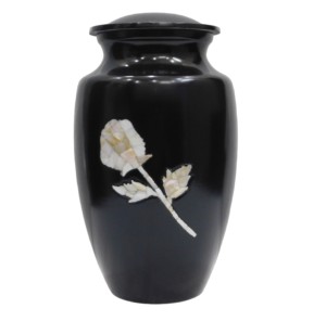 Hermosa pintura esmaltada Marrón y Amarillo con dos tiras de peltre Urnas de cremación para adultos de aluminio Urnas funerarias de metal. - Product Image 3